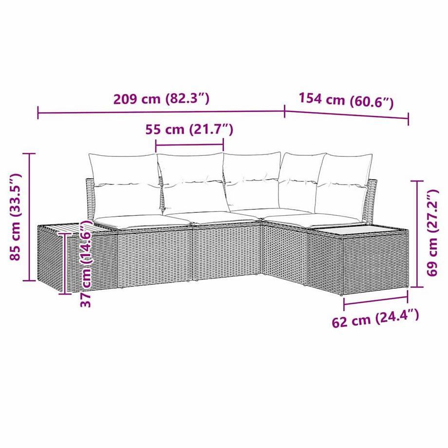 VidaXL Set Divano da Giardino Polyrattan  