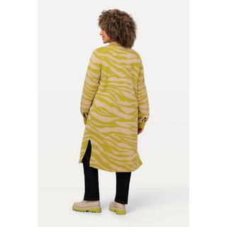 Ulla Popken Zebramuster Regular Fit Strickjacke Hemdkragen Brusttaschen  