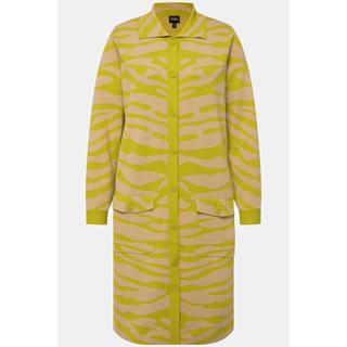 Ulla Popken Zebramuster Regular Fit Strickjacke Hemdkragen Brusttaschen  