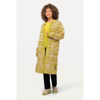 Ulla Popken Zebramuster Regular Fit Strickjacke Hemdkragen Brusttaschen  