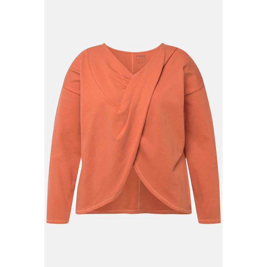 Ulla Popken Drapiertes V-Ausschnitt Langarm Yoga Shirt  