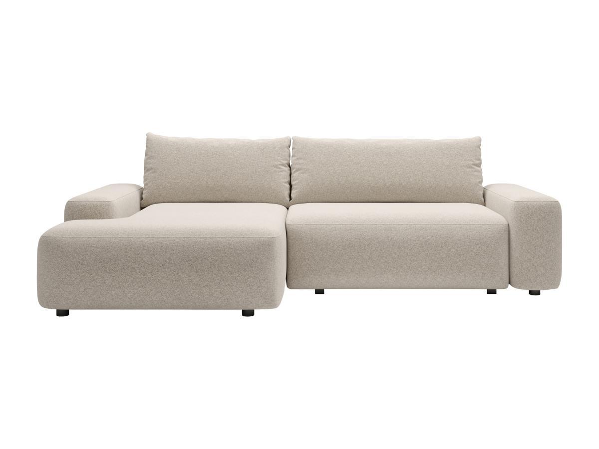 Vente-unique Ecksofa mit Schlaffunktion - Ecke links - Strukturstoff - Cremefarben - DAVISO  