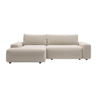 Vente-unique Ecksofa mit Schlaffunktion - Ecke links - Strukturstoff - Cremefarben - DAVISO  