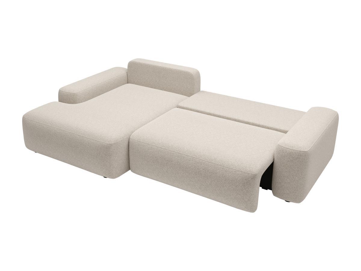 Vente-unique Ecksofa mit Schlaffunktion - Ecke links - Strukturstoff - Cremefarben - DAVISO  