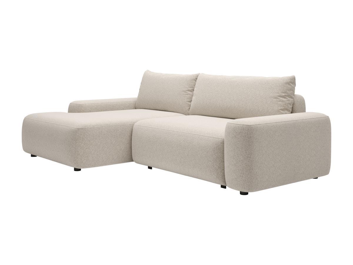 Vente-unique Ecksofa mit Schlaffunktion - Ecke links - Strukturstoff - Cremefarben - DAVISO  