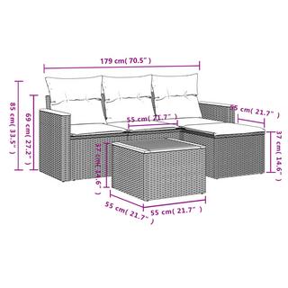 VidaXL Ensemble de canapés de jardin rotin synthétique  