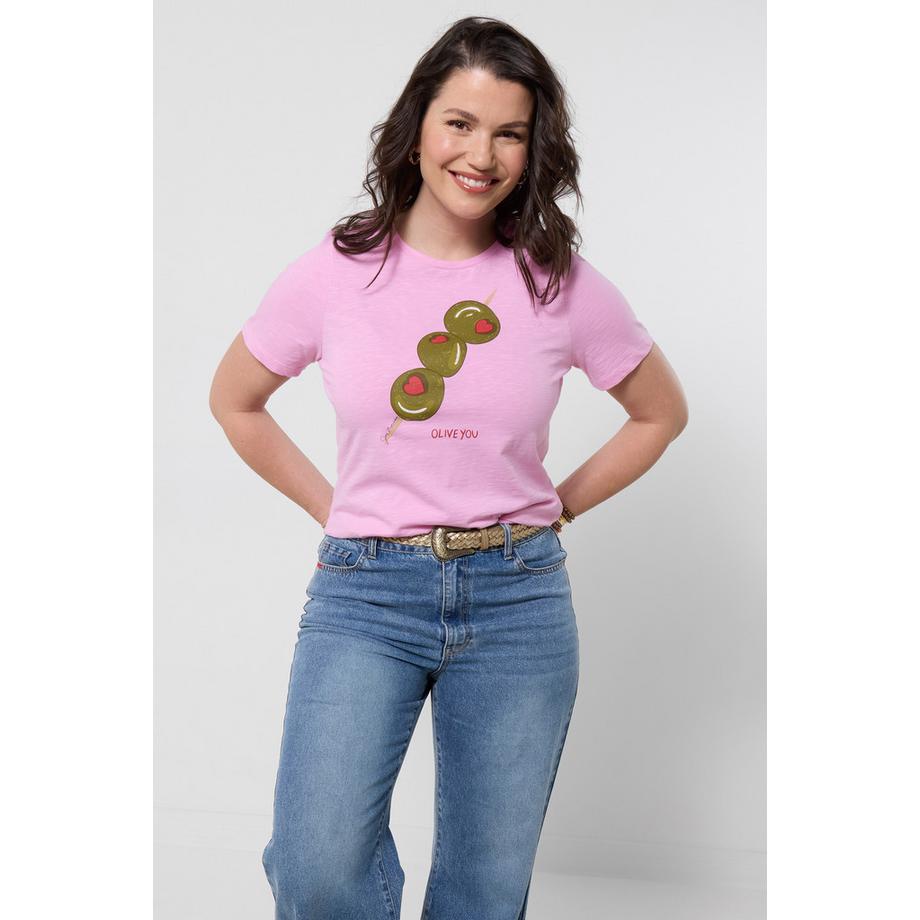 Jersey-Shirt mit Oliven-Print