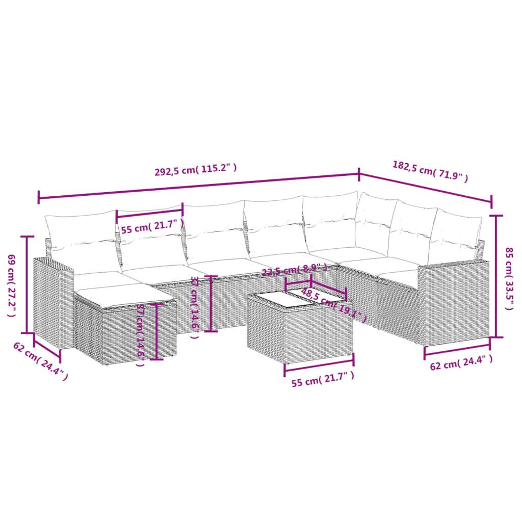 VidaXL Ensemble de canapés de jardin rotin synthétique  