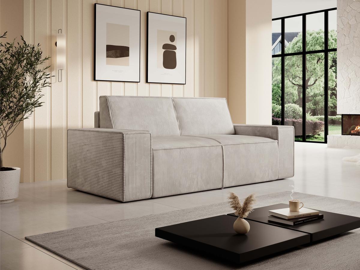 Vente-unique Sofa 2-Sitzer - Cord - Beige - AMELIA  