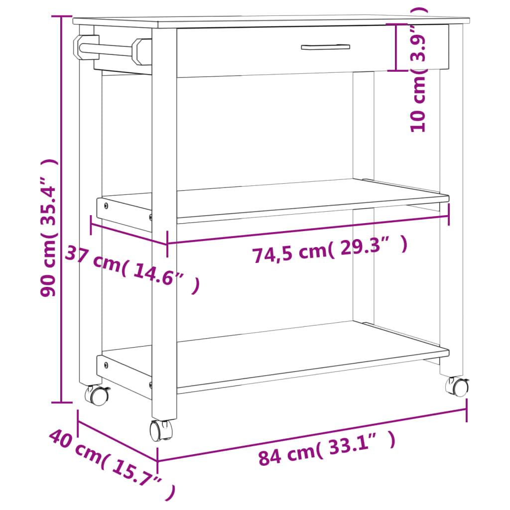 VidaXL Chariot de cuisine bois de pin  