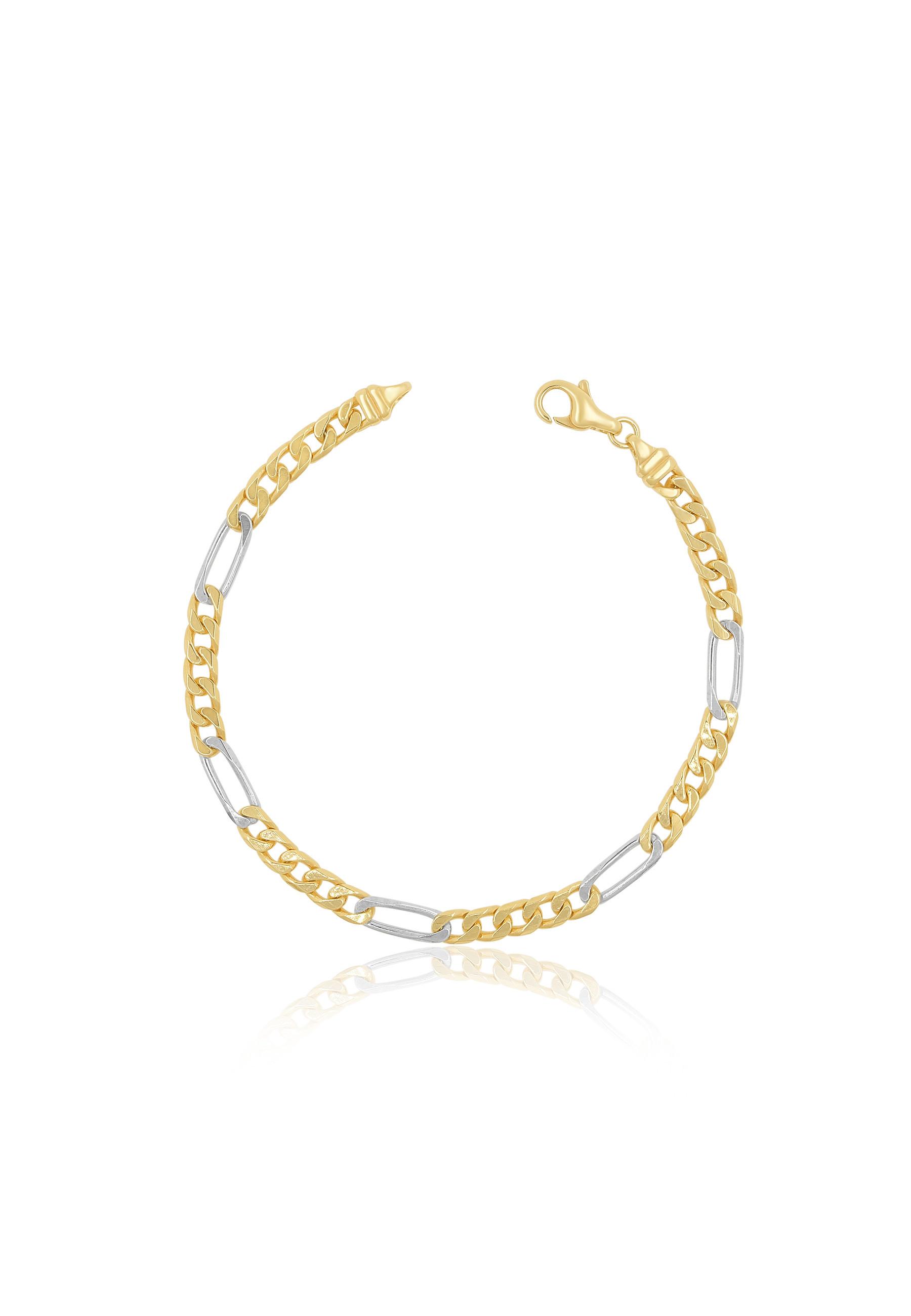 MUAU Schmuck  Bracelet Figaro Bicolor Gelbgold-/Weissgold 750, 4.4mm, 21cm 