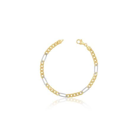 MUAU Schmuck  Bracelet Figaro Bicolor Gelbgold-/Weissgold 750, 4.4mm, 21cm 