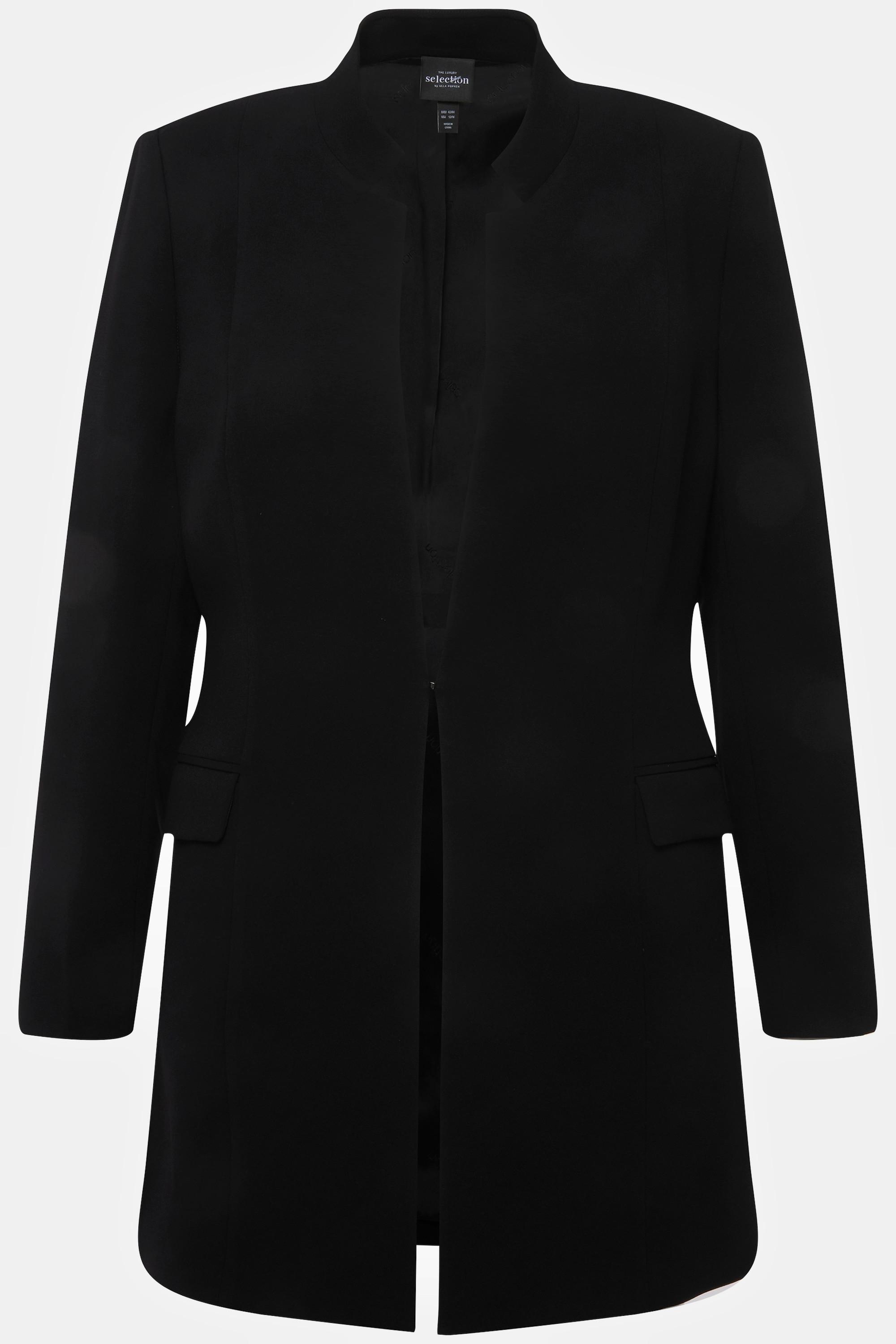 Ulla Popken  Blazer in acetato con collo alto e gancino 