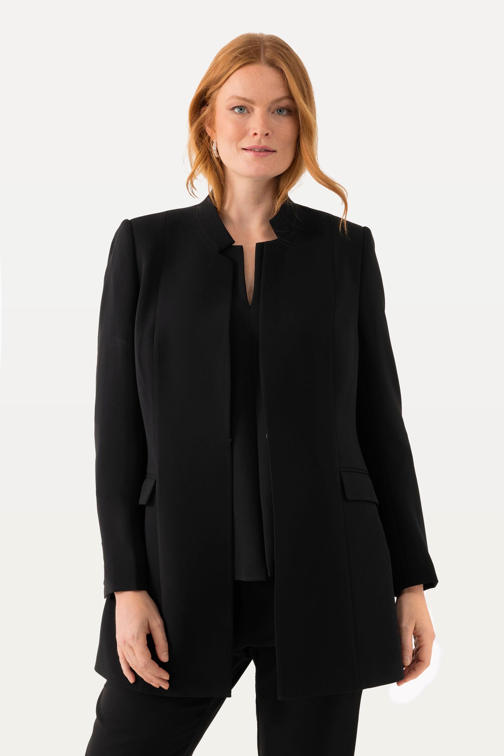 Ulla Popken  Blazer in acetato con collo alto e gancino 