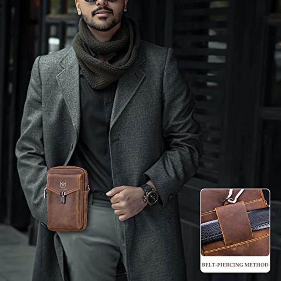 Only-bags.store Sac Ceinture Cuir Vintage Petit Sac Bandoulière Style Rétro  