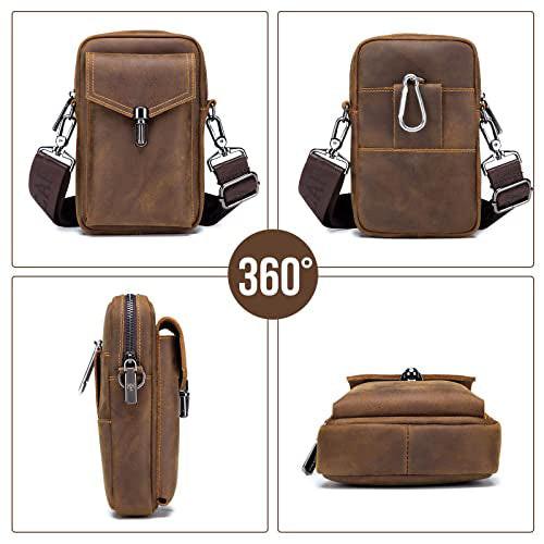 Only-bags.store Vintage Leder Gürteltasche Kleine Umhängetasche Retro Stil  