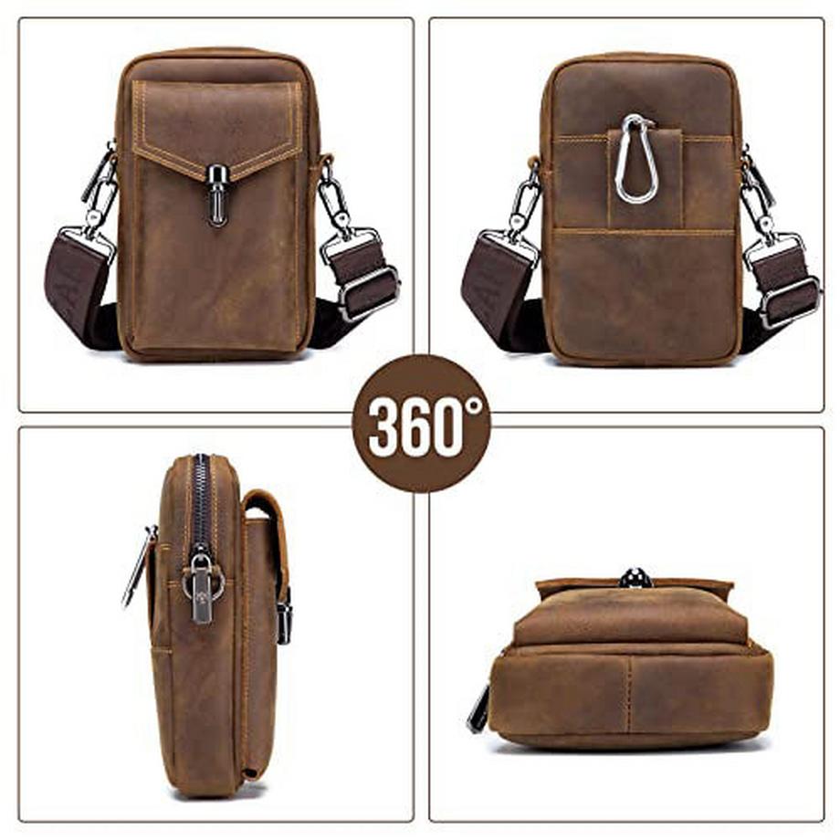 Only-bags.store Sac Ceinture Cuir Vintage Petit Sac Bandoulière Style Rétro  