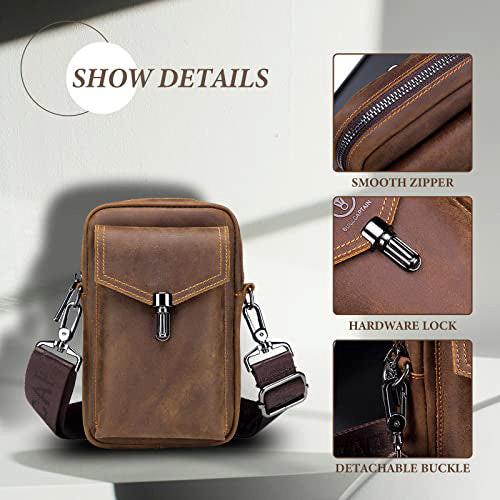 Only-bags.store Vintage Leder Gürteltasche Kleine Umhängetasche Retro Stil  