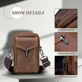 Only-bags.store Vintage Leder Gürteltasche Kleine Umhängetasche Retro Stil  