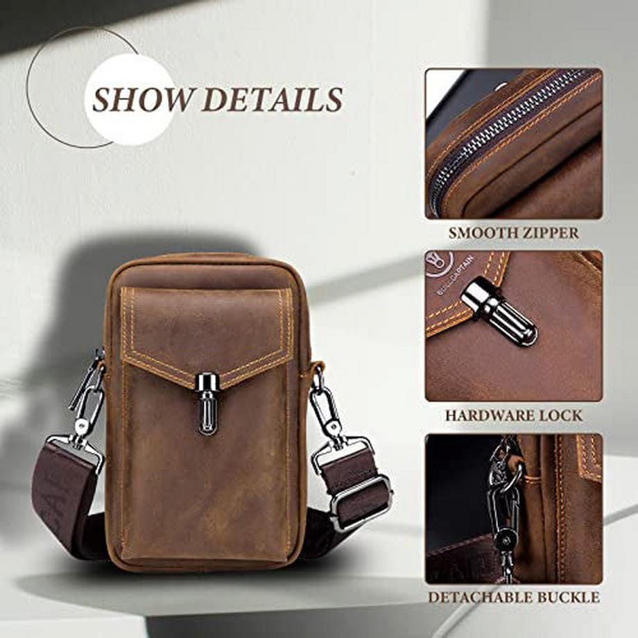 Only-bags.store Sac Ceinture Cuir Vintage Petit Sac Bandoulière Style Rétro  