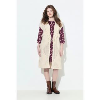 Ulla Popken Lange Oversized Offene Strickweste Rhombenmuster  