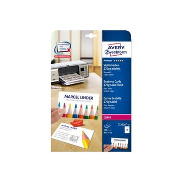 AVERY ZWECKFORM Visitenkarten 85x54mm/A4 C32026-10 weiss, 270g 100 Stück