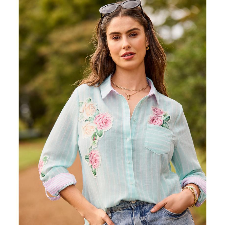 Joe Browns Camicia a righe con applicazioni di rose  