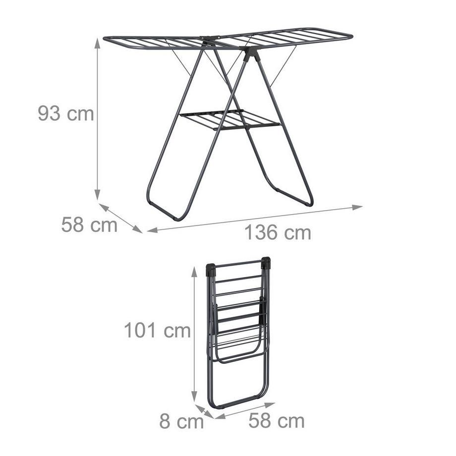 Northix  Zusammenklappbarer Wäscheständer mit Flügeln 