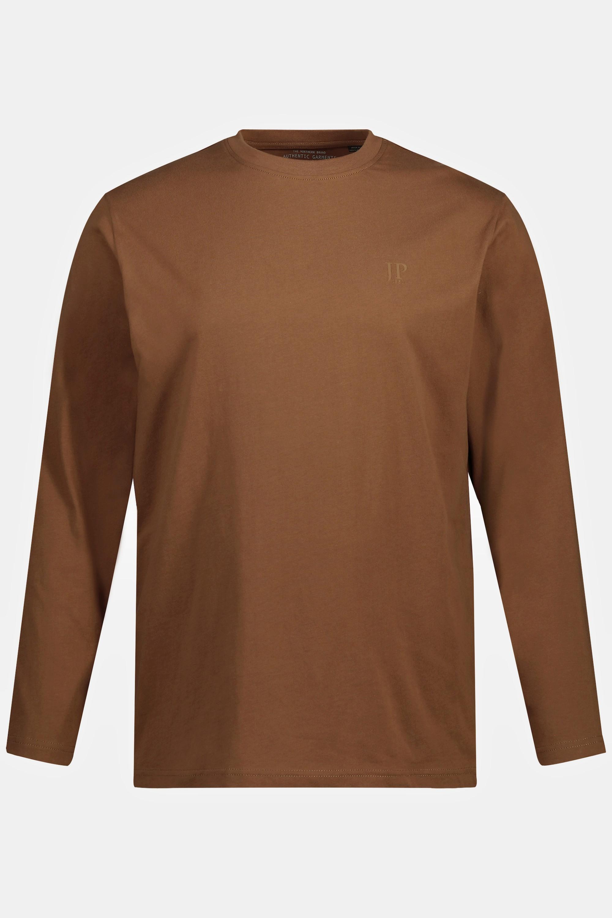 JP1880  Maglia basic a maniche lunghe marrone ramato 