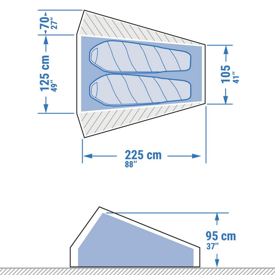 FORCLAZ  Tenda Trekking 2 Persone Ultraleggera Poliammide 