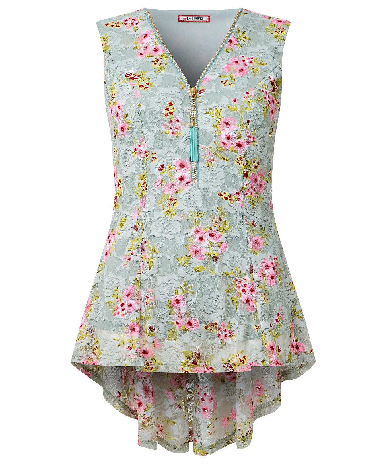 Joe Browns Top Senza Maniche Fantasia Floreale Cerniera  