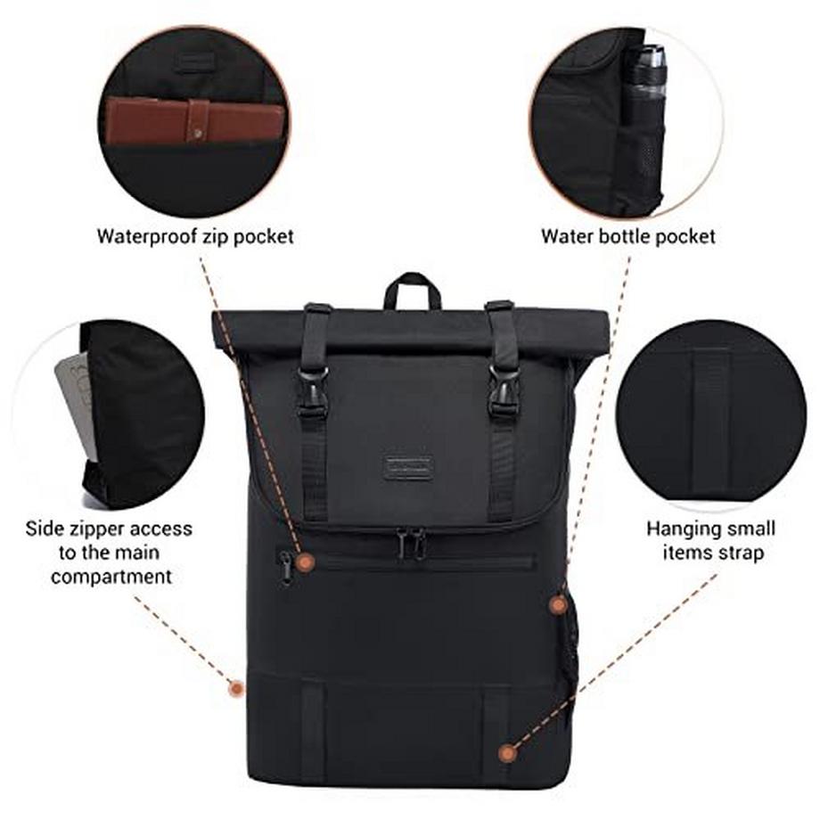 Only-bags.store Grande zaino impermeabile 17.3 pollici Rolltop per laptop  