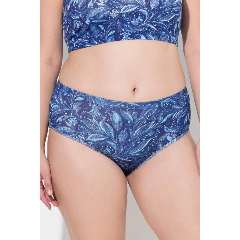 Ulla Popken Midislips 2er-Pack Blätter Streifen Biobaumwolle  