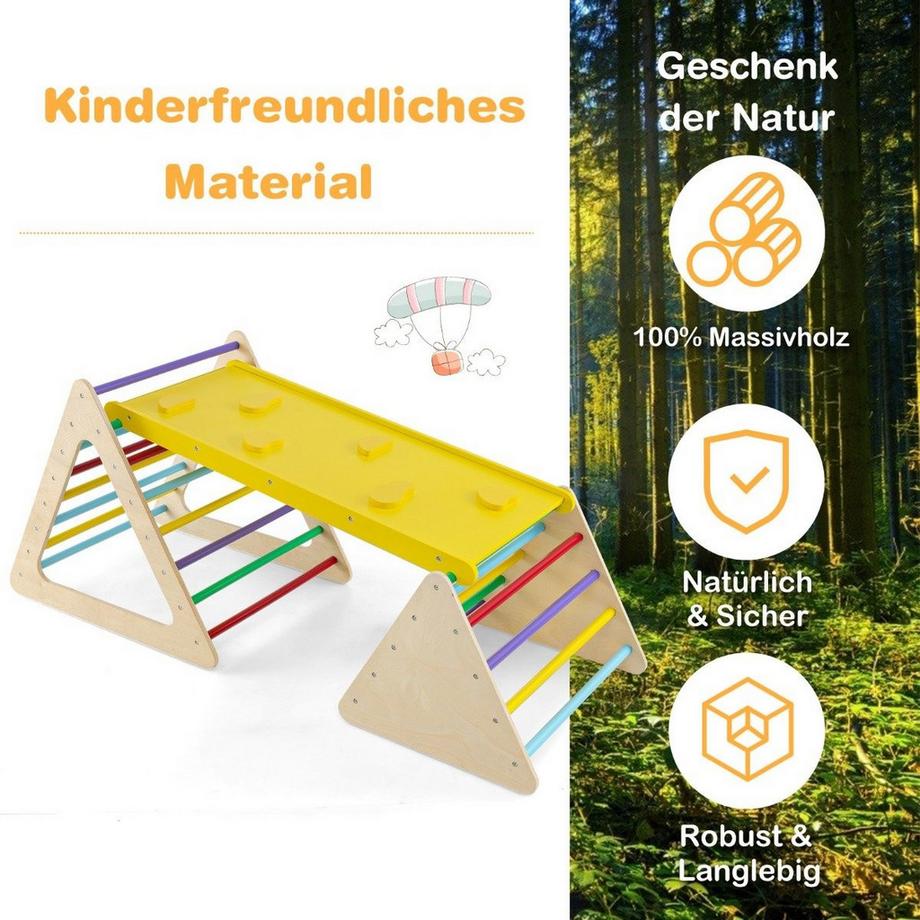 Northix  3 in 1 Kletterspielzeug Set mit Kletterdreieck & Leiter & Rutsche Klettergerüst Bunt 