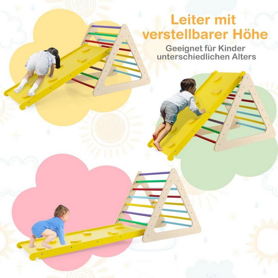 Northix  3 in 1 Kletterspielzeug Set mit Kletterdreieck & Leiter & Rutsche Klettergerüst Bunt 