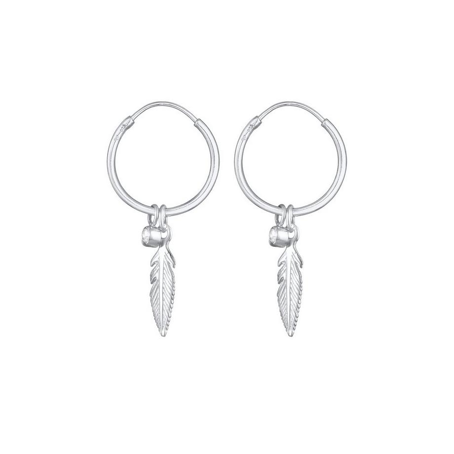 Elli  Ohrringe Creole Anhänger Feder Kristall 