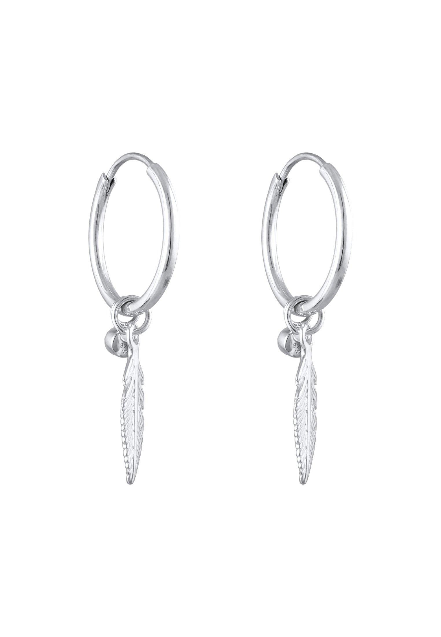 Elli  Ohrringe Creole Anhänger Feder Kristall 