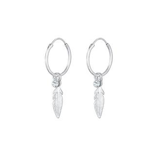 Elli  Boucles d'Oreilles Femmes Créoles Pendentif Plume Festival Boho Avec Cristal 