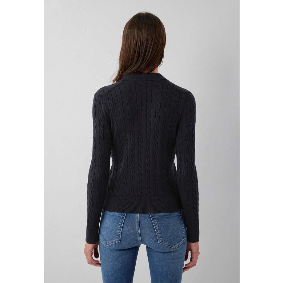 Mavi Gestrickter Pullover Polo mit Zopfmuster  