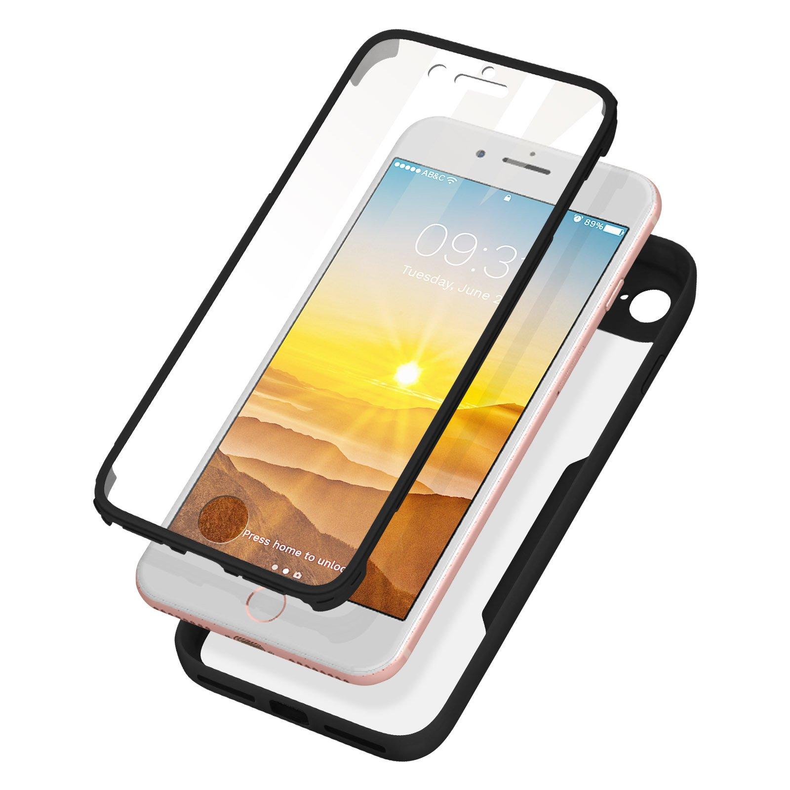 Coque intégrale 360° iPhone 13 Pro Max Antichoc, Dos rigide Transparent et  contour Silicone - Noir - Français