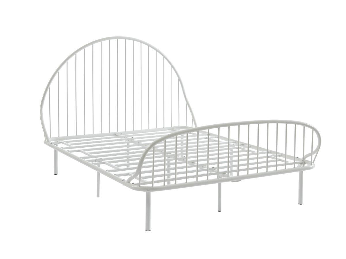 Vente-unique Bett - 140 x 190 cm - Metall - Weiß - ISELIA  