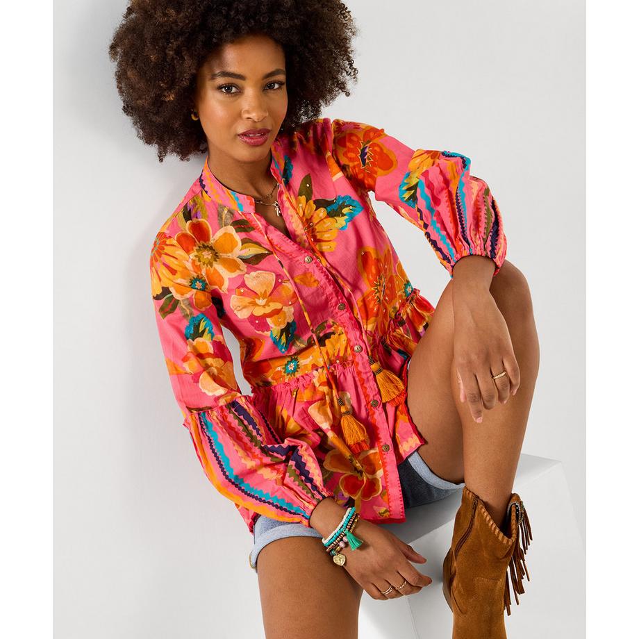 Joe Browns Camicetta a maniche lunghe con motivo floreale e orlo a balze  