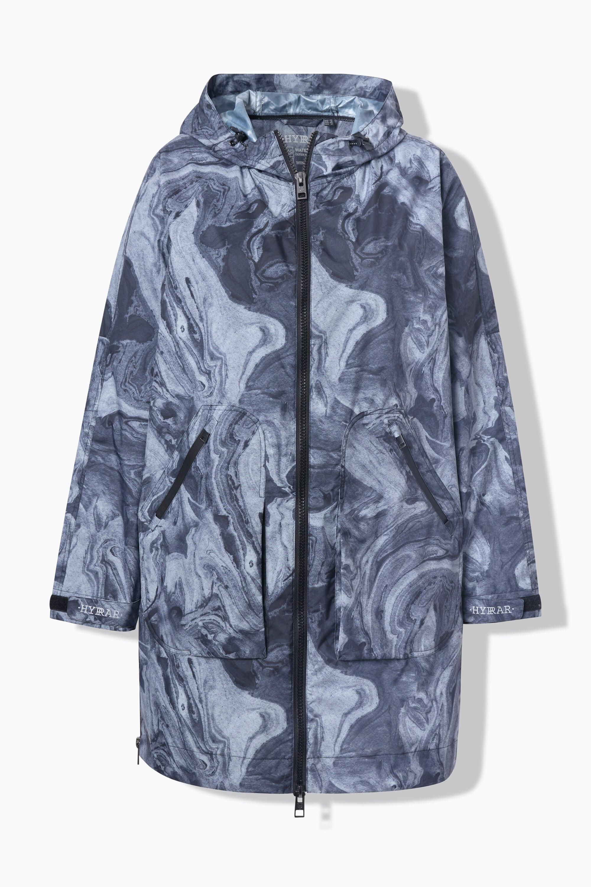 Ulla Popken Impermeabile svasato con cerniere laterali e cappuccio  