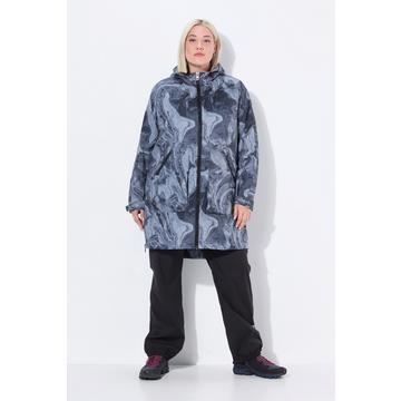 Cappotto impermeabile da pioggia con taglio svasato, cappuccio e zip