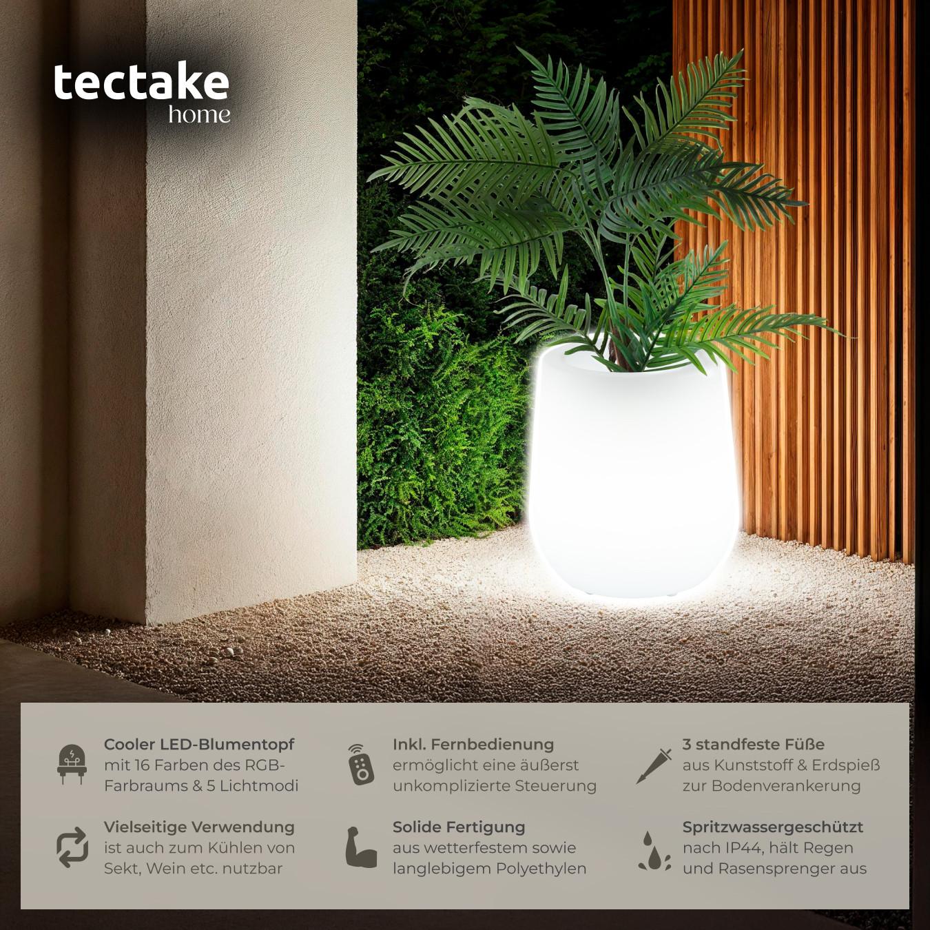 Tectake Pot de fleurs LED LUMINOUS CURVE POT avec éclairage LED 12 W  