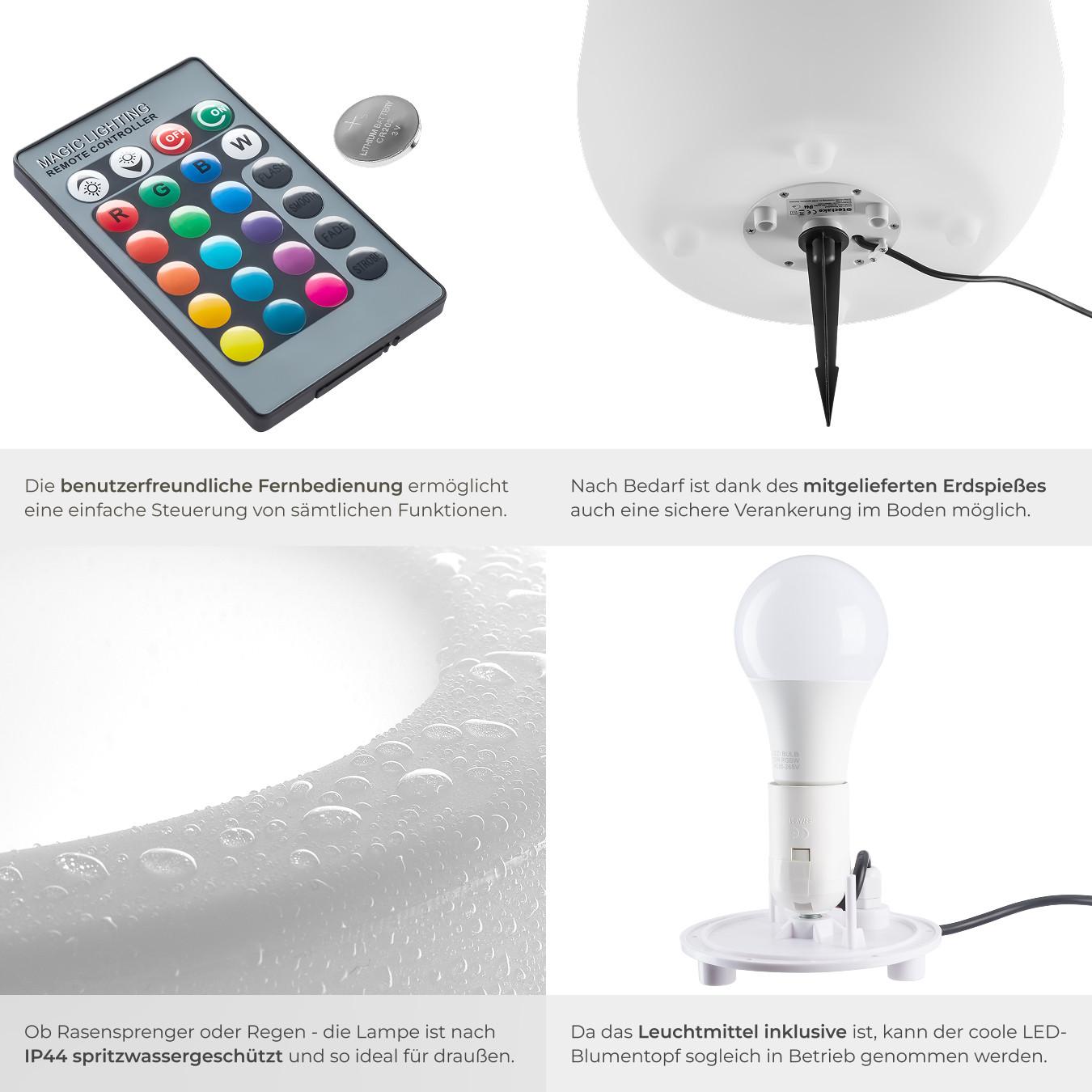 Tectake Pot de fleurs LED LUMINOUS CURVE POT avec éclairage LED 12 W  