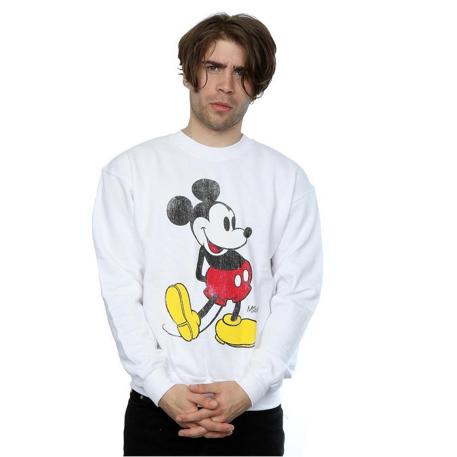 Disney Mickey Mouse Distressed Print Sweatshirt Slim Fit  