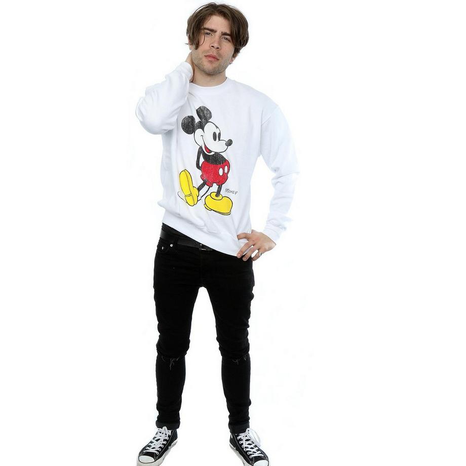 Disney Mickey Mouse Distressed Print Sweatshirt Slim Fit  