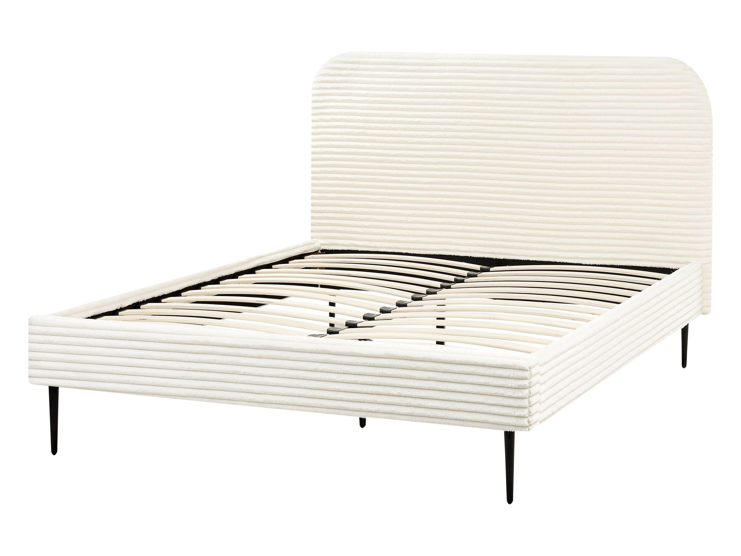 Beliani Lit avec sommier en Velours côtelé Glamour FLAYAT  