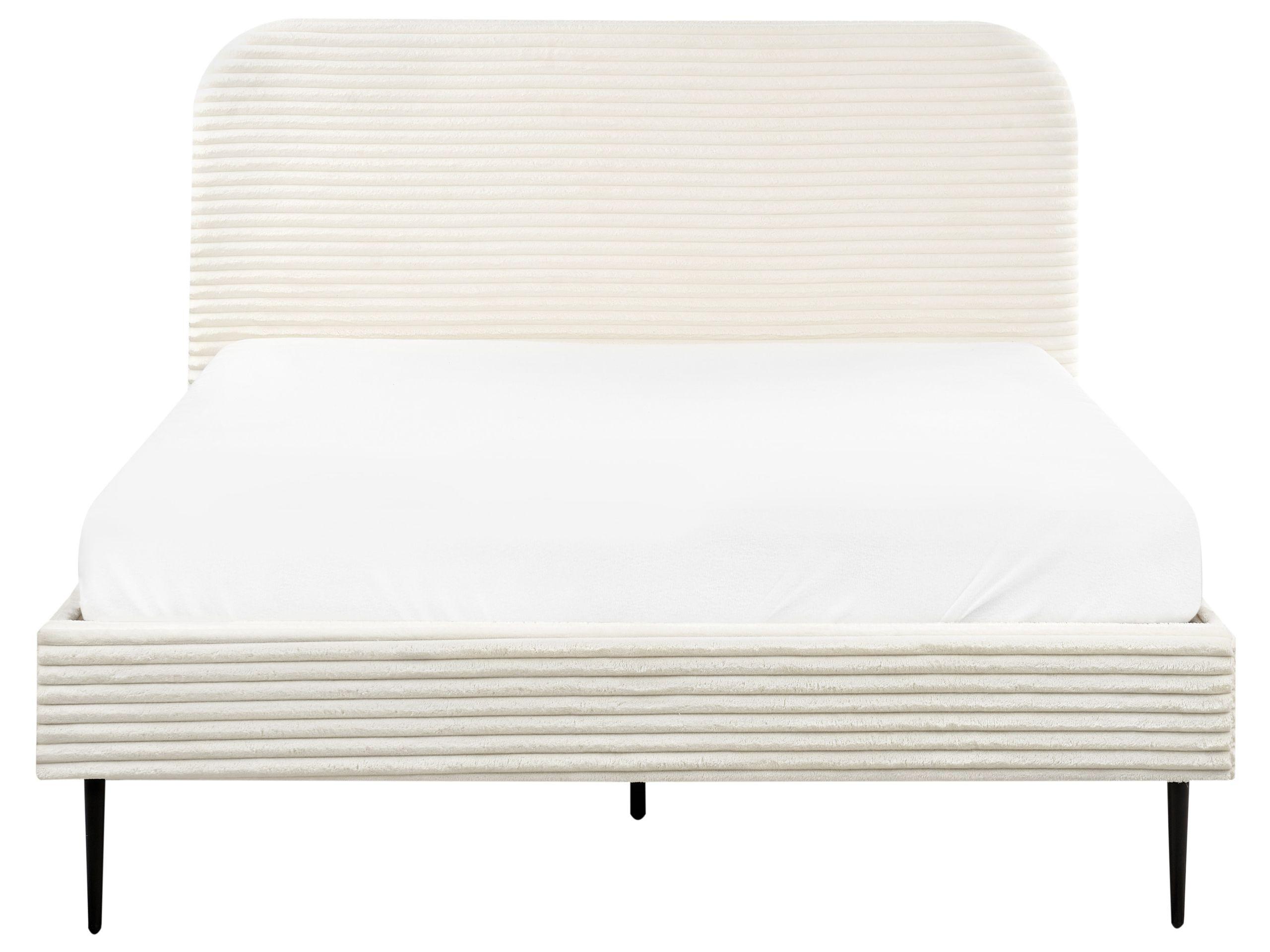 Beliani Lit avec sommier en Velours côtelé Glamour FLAYAT  